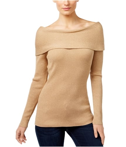 I-N-C Womens Metallic Pullover Sweater gold XS