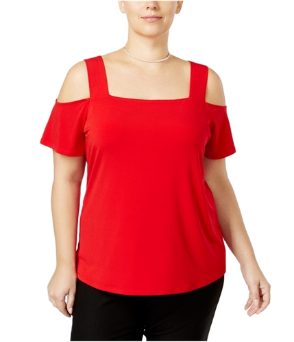 I-N-C Womens Plus Size Cutouts Pullover Blouse realred 3X