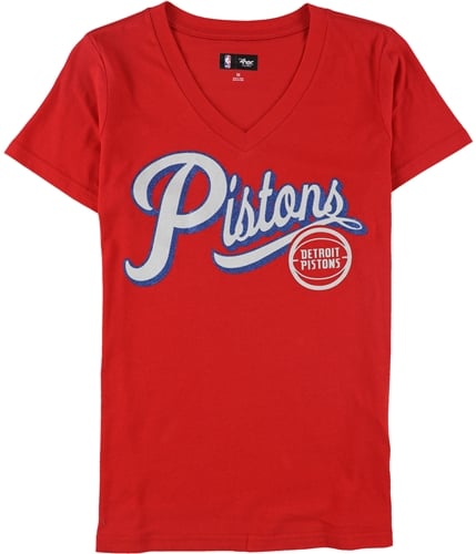 G-III Sports Womens Pistons Glitter Logo Graphic T-Shirt dtp M
