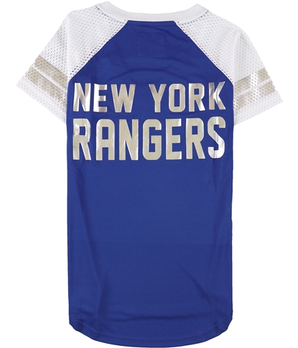 G-III Sports Womens Rangers Mesh Sleeve Graphic T-Shirt nyr S