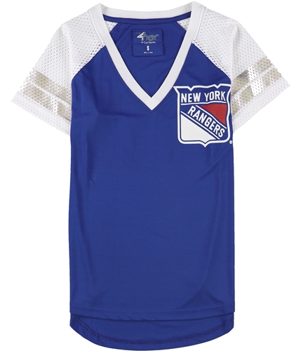 G-III Sports Womens Rangers Mesh Sleeve Graphic T-Shirt nyr S