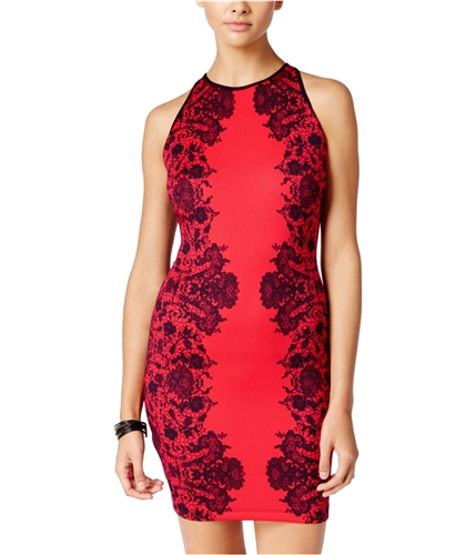 Bee Darlin Womens Floral Bodycon Dress red 3/4