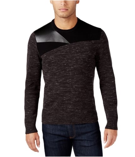 I-N-C Mens Mixed Media Pullover Sweater deepblack S
