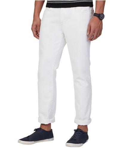 Nautica Mens Textured Tapered Leg Slim Fit Jeans white 32x32