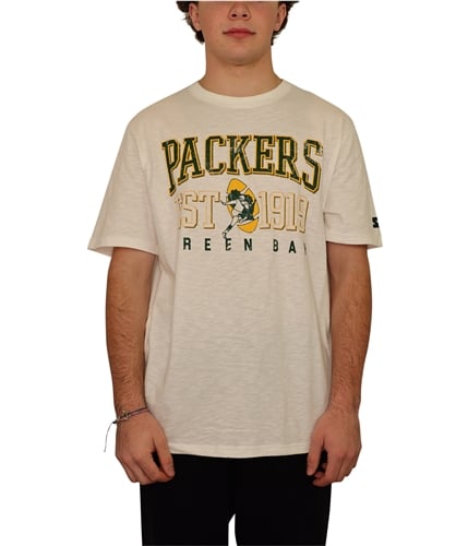 Starter Mens Green Bay Packers Graphic T-Shirt, White, Large