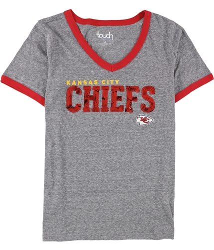 Women's Kansas City Chiefs Rhinestone Football V-neck T-Shirt Tee Bling Lady