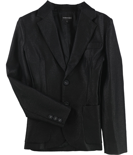 Armani Womens Solid Two Button Blazer Jacket black 46