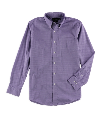 Ralph Lauren Mens Checkered Button Up Dress Shirt purplewhite 16