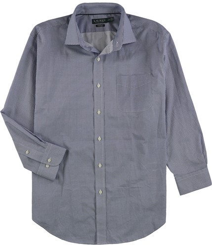 Ralph Lauren Mens Tile Pattern Button Up Dress Shirt navy 17.5