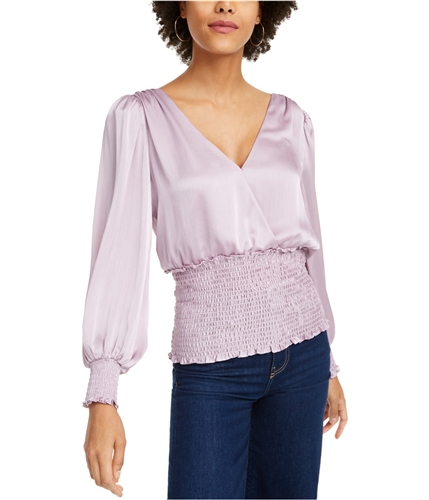 Leyden Womens Smocked Waist Pullover Blouse purple L
