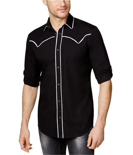 I-N-C Mens Western-Style Button Up Shirt black S