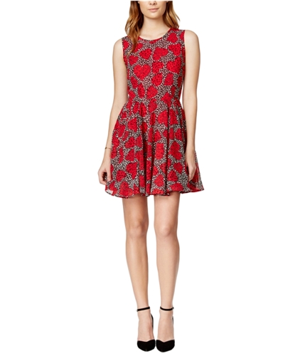 maison Jules Womens Hearts A-line Fit & Flare Dress barberrycombo S