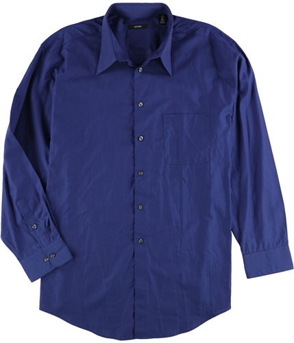 Alfani Mens Long Sleeve Cotton Button Up Dress Shirt blue XL