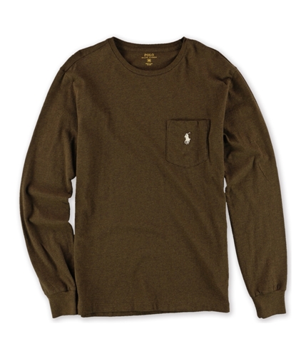 Ralph Lauren Mens LS Pocket Embellished T-Shirt brownhtr XS