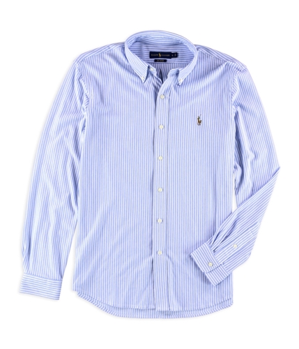 Ralph Lauren Mens Stiped Knit Oxford Button Up Shirt harborisland L