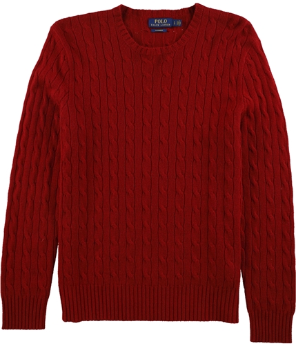 Ralph Lauren Mens Cashmere Cable Knit Pullover Sweater red L