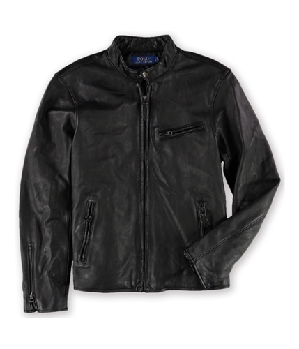 Ralph Lauren Mens Lamb Leather Motorcycle Jacket poloblack L