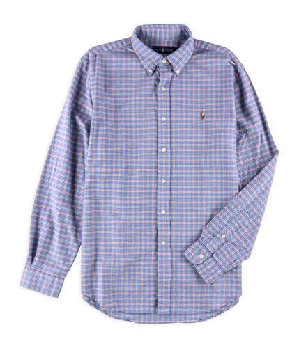 Ralph Lauren Mens Checked Button Up Shirt blueorang M