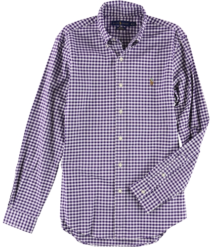 Ralph Lauren Mens Gingham Button Up Shirt purplewht M