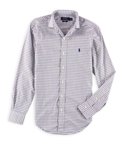 Ralph Lauren Mens Tatersall Button Up Shirt brownblue XS