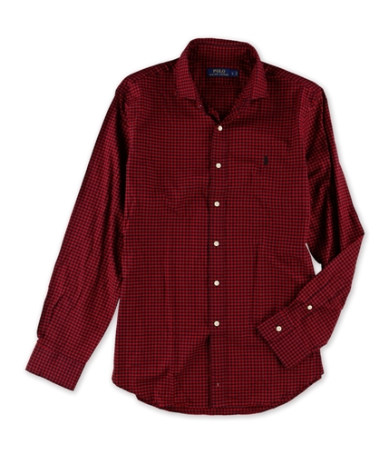 Ralph Lauren Mens Checkered Button Up Shirt redblack L