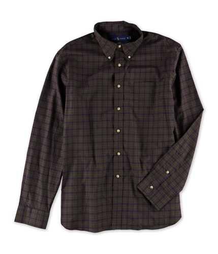 Ralph Lauren Mens Slim Fit Twill Plaid Button Up Shirt olivenavy XL