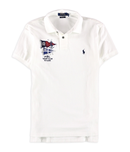 Ralph Lauren Mens Custom-Fit Cotton Rugby Polo Shirt white M