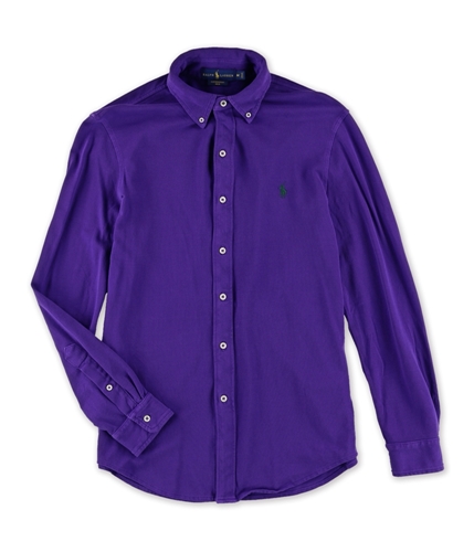 Ralph Lauren Mens Ribbed Button Up Shirt ragepurple M