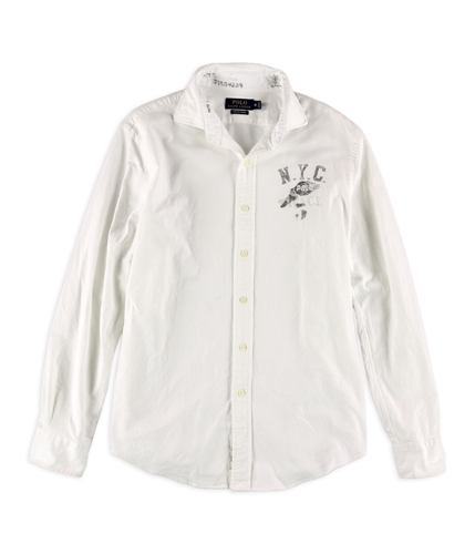 Ralph Lauren Mens Stretch Oxford Button Up Shirt white XS