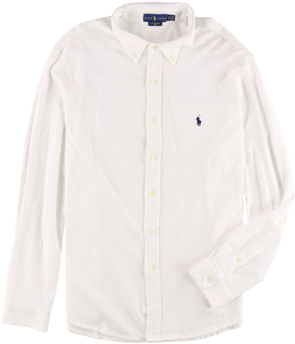 Ralph Lauren Mens LS Mesh Button Up Shirt white S