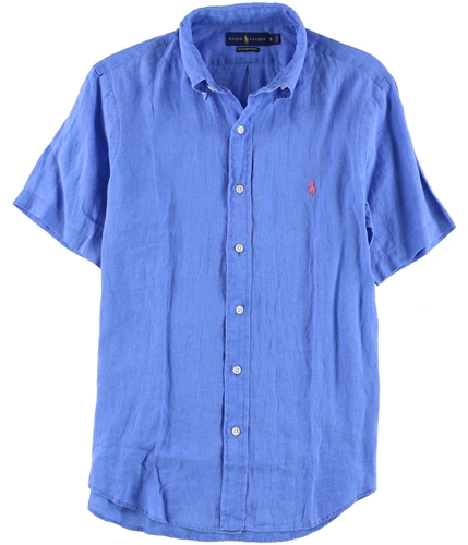 Ralph Lauren Mens Linen Button Up Shirt towerblue S