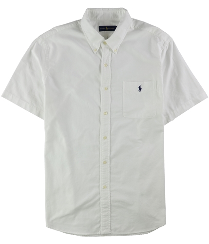 Ralph Lauren Mens Oxford Pocket Button Up Shirt bsrwhite S