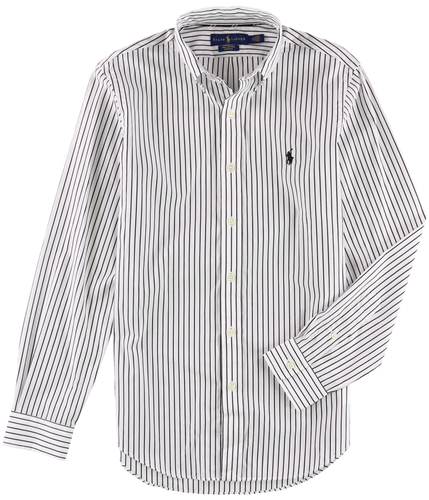 Ralph Lauren Mens Poplin Button Up Shirt whiteblac S