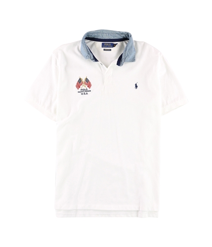 Ralph Lauren Mens Raise The Flag Rugby Polo Shirt white S