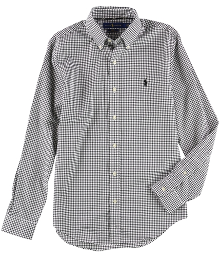 Ralph Lauren Mens Checkered Button Up Shirt whiteblac S