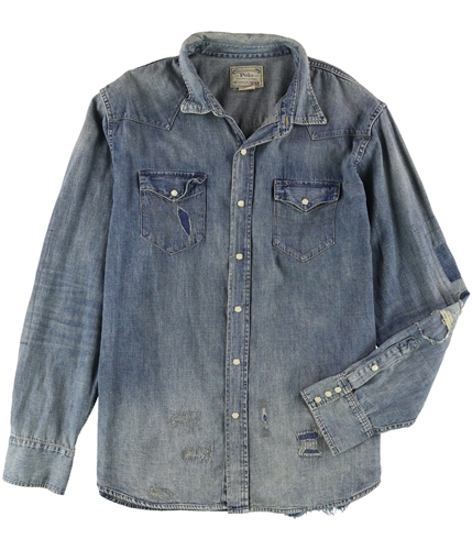 Ralph Lauren Mens Standard-Fit Denim Button Up Shirt blue 2XL