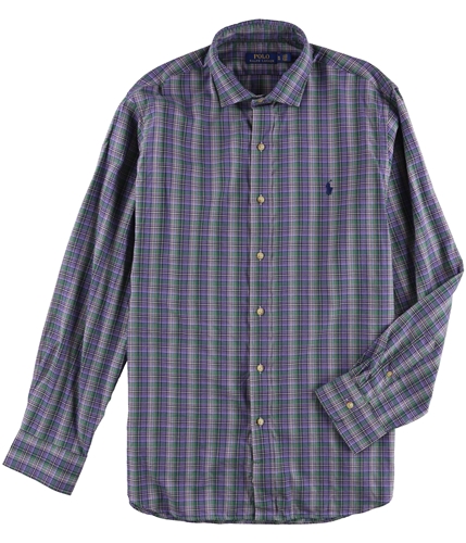 Ralph Lauren Mens Checked Button Up Shirt purpleroy XS