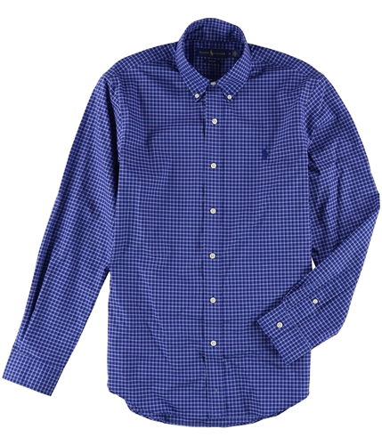 Ralph Lauren Mens Plaid Poplin Button Up Shirt bluemulti S