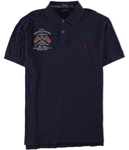 Ralph Lauren Mens Custom Slim Fit Rugby Polo Shirt navy L