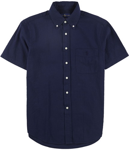 Ralph Lauren Mens Seersucker Button Up Shirt navy S