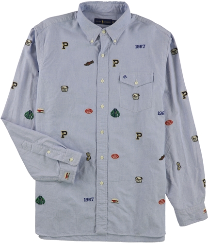 Ralph Lauren Mens Embroidered Button Up Shirt navy M