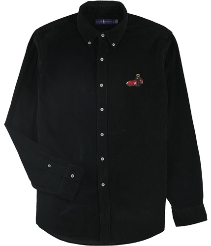 Ralph Lauren Mens Bear Logo Button Up Shirt black L