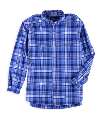 Ralph Lauren Mens Madras Button Up Shirt blue 3XLT