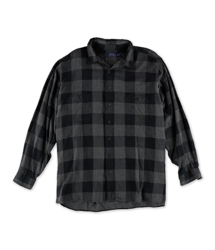 Ralph Lauren Mens Long Sleeve Button Up Shirt blackgrey Big 2X