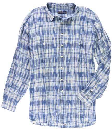 Ralph Lauren Mens Big & Tall Bleached Button Up Shirt bluenatural 2XLT
