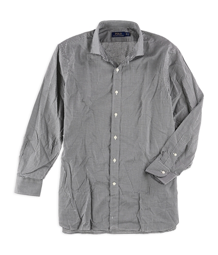 Ralph Lauren Mens Mirco Check Button Up Dress Shirt blackwhite 16.5
