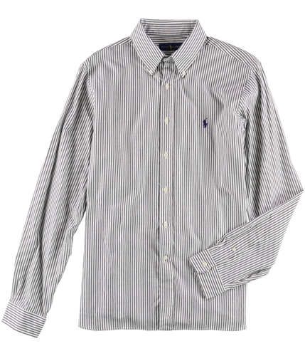Ralph Lauren Mens Striped Button Up Dress Shirt charcoal 16.5
