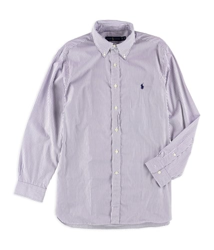 Ralph Lauren Mens Stripe Button Up Dress Shirt prplwhite 16