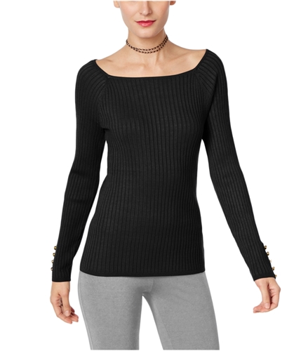 I-N-C Womens Textured Knit Sweater black PM