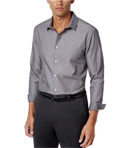 I-N-C Mens If Dot Button Up Shirt charcoal S